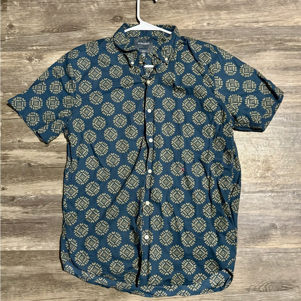 Bonobos Blue and Cream Geometric Shirt
